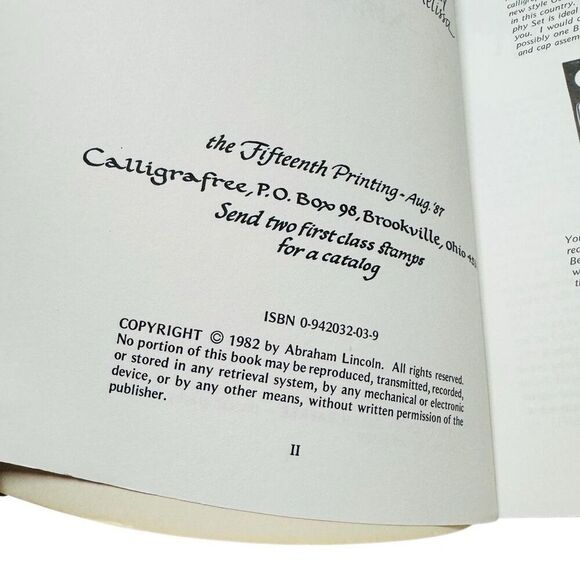ITALIC CALLIGRAPHY Workbook 1982 by Abraham Lincoln Paperback - Picture 8 of 8